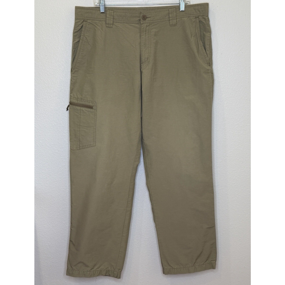 Columbia Ripstop Cargo‎ Mens Pants 38x32 Dark Khaki Straight Leg Cotton Nylon